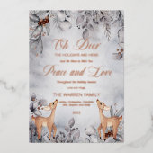 Oh hert rustieke winterbloem vrede en liefde vaka folie feestdagenkaart (Voorkant)