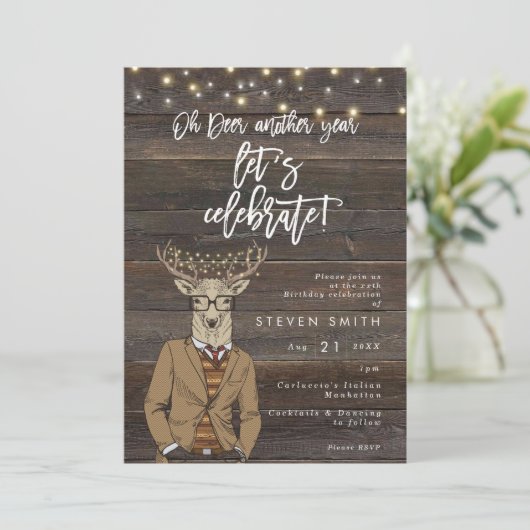 Oh hert rustige houtlichtfeesten kaart (Staand voorkant)