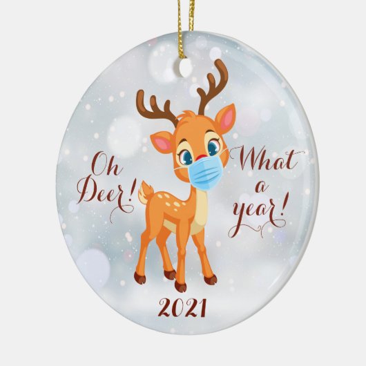 Oh hert wat een jaar 2021 keramische kerstbal keramisch ornament (Links)