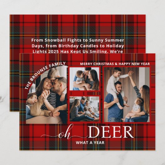 Oh Hert Wat een jaar gespeeld Kerstmis Fotocollage Feestdagenkaart (Voorkant / Achterkant)