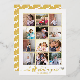 Oh hert wat een jaar in review fotocollage folie feestdagenkaart