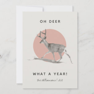 Oh hert wat een jaar Minimalistische roze familien Feestdagenkaart