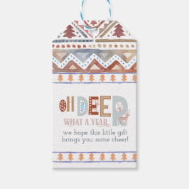 Oh hert wat een jaar Nordic Fairisle Kerstboom Cadeaulabel
