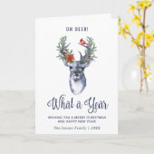 Oh hert wat een jaar prettig kerstfeest vakantie kaart (Gele Bloem)