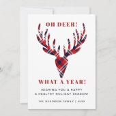Oh hert wat een jaar Rustieke tartan geruite Kerst Feestdagenkaart (Voorkant)