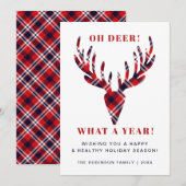 Oh hert wat een jaar Rustieke tartan geruite Kerst Feestdagenkaart (Voorkant / Achterkant)