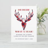 Oh hert wat een jaar Rustieke tartan geruite Kerst Feestdagenkaart (Staand voorkant)