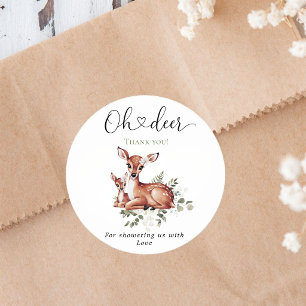 Oh hert watercolor bloemige baby shower ronde sticker