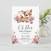 Oh Hert Waterverf Roos Bloemen Verjaardagsfeestje Kaart (Staand voorkant)