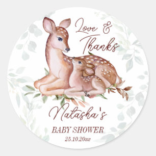 Oh herten baby shower dank u gunst ronde sticker