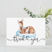 Oh Herten Baby shower Waterverf Blauwe Wolk Bedankkaart (Staand voorkant)