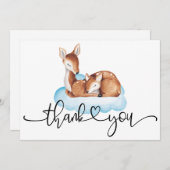 Oh Herten Baby shower Waterverf Blauwe Wolk Bedankkaart (Voorkant / Achterkant)