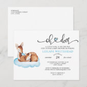 Oh Herten Baby shower Waterverf Blauwe Wolk Briefkaart (Voorkant / Achterkant)