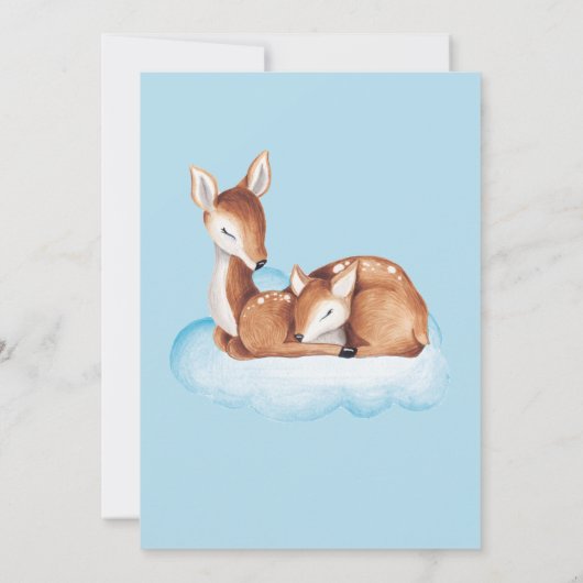 Oh Herten Baby shower Waterverf Blauwe Wolk Kaart (Achterkant)