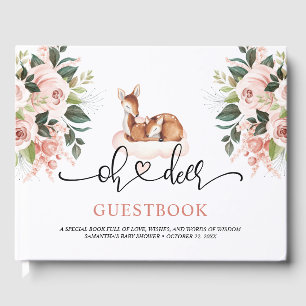 Oh Herten Baby shower Waterverf Floral Fawn Doe Gastenboek