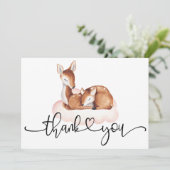 Oh Herten Baby shower Waterverf Roze Wolk Bedankkaart (Staand voorkant)