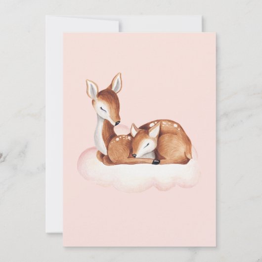 Oh Herten Baby shower Waterverf Roze Wolk Kaart (Achterkant)