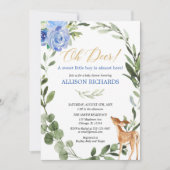 Oh herten blauw goud eucalyptus jongen baby shower kaart (Voorkant)