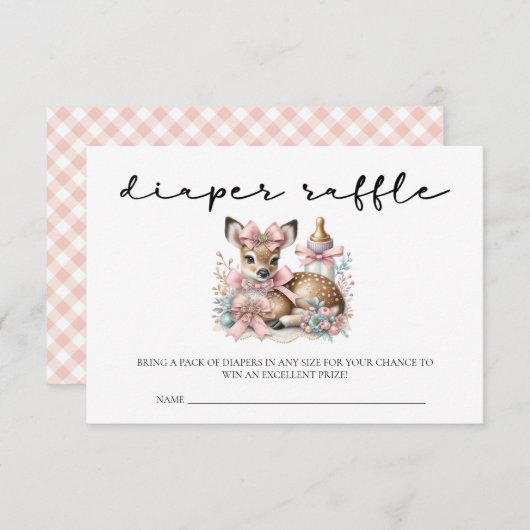 Oh herten blozen roze meisje baby shower behuizing informatiekaartje (Voorkant / Achterkant)