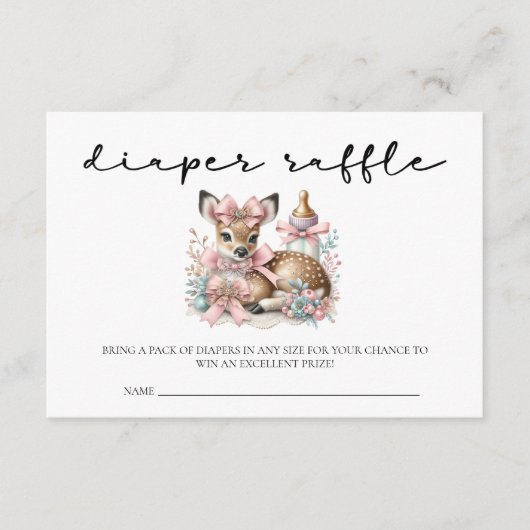 Oh herten blozen roze meisje baby shower behuizing informatiekaartje (Voorkant)