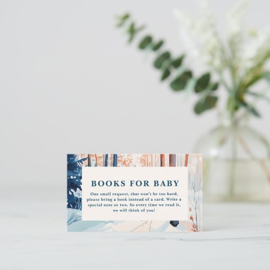 Oh herten bos winter Baby shower boeken voor baby Informatiekaartje (Staand voorkant)
