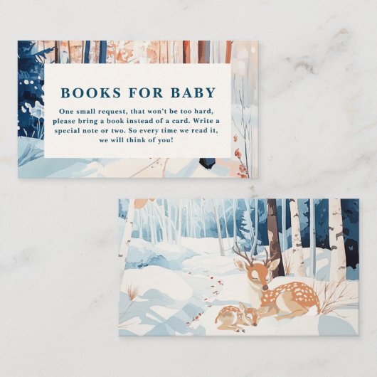 Oh herten bos winter Baby shower boeken voor baby Informatiekaartje (Voorkant / Achterkant)