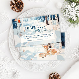 Oh herten bos winter Luier Raffle Baby shower Informatiekaartje