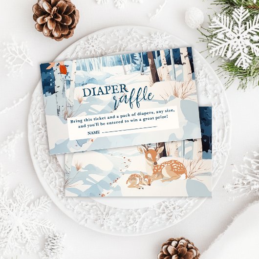 Oh herten bos winter Luier Raffle Baby shower Informatiekaartje