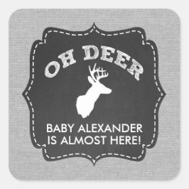 OH HERTEN Buck baby shower, baby strooien gunst Vierkante Sticker
