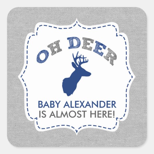 OH HERTEN Buck baby shower gunst / envelop afdicht Vierkante Sticker (Voorkant)