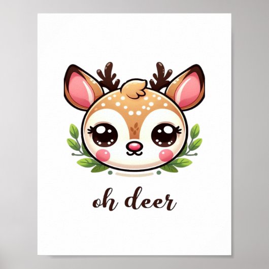 Oh Herten Cute Herten Minimalistisch ontwerp Poster (Voorkant)