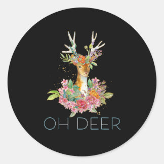 Oh Herten Cute Kleurrijke Herten Minimal Design  Ronde Sticker