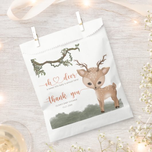 Oh Herten genderneutraal bosgebied baby shower Bedankzakje (Geknipt)