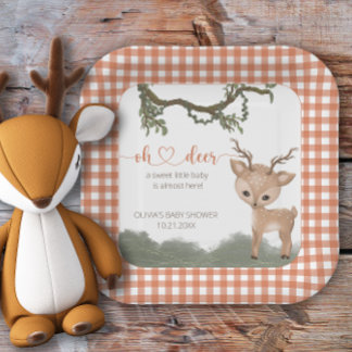 Oh Herten genderneutraal bosgebied baby shower Papieren Bordje