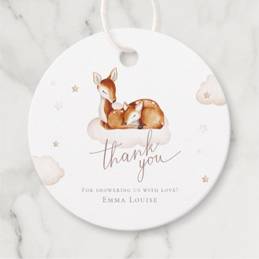 Oh herten genderneutraal Waterverf Baby shower Bedankjes Labels (Voorkant)