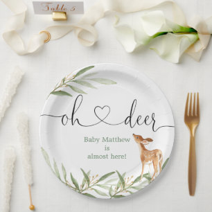 Oh herten gouden groen herten baby shower papieren bordje