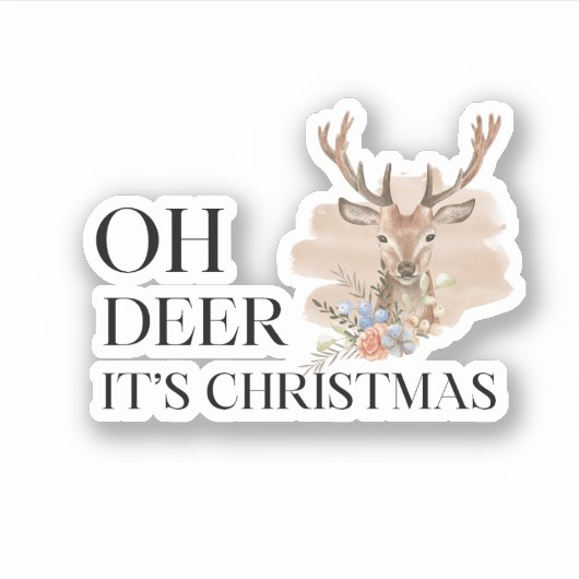 Oh herten, het is Kerstmis Sticker (Voorkant)