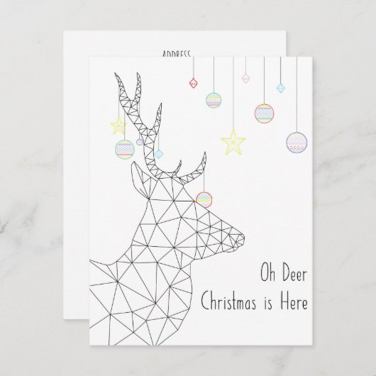 Oh herten kerst (geometrisch) feestdagenkaart (Voorkant / Achterkant)