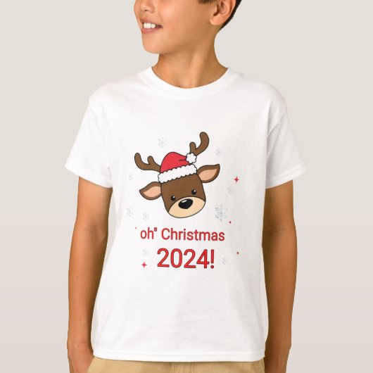 Oh Herten Kerst T-shirt Trendy Kinder Vakantie D.N (Voorkant)