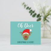 Oh Herten Kerstmis is hier Feestdagenkaart (Staand voorkant)