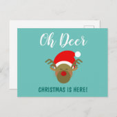 Oh Herten Kerstmis is hier Feestdagenkaart (Voorkant / Achterkant)