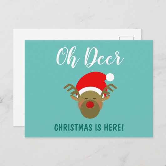 Oh Herten Kerstmis is hier Feestdagenkaart (Voorkant / Achterkant)