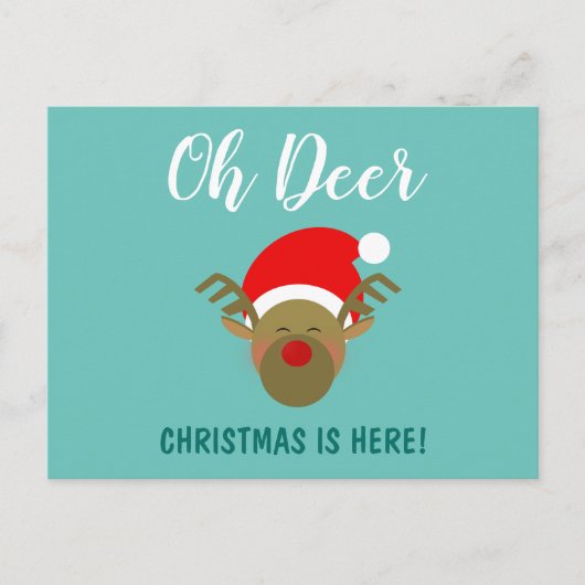 Oh Herten Kerstmis is hier Feestdagenkaart (Voorkant)