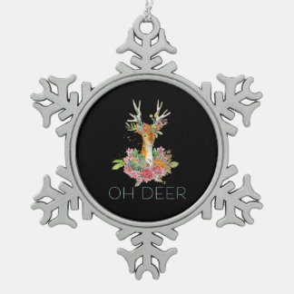 Oh Herten Mooie Kleurrijke Herten Minimalistisch O Tin Sneeuwvlok Ornament