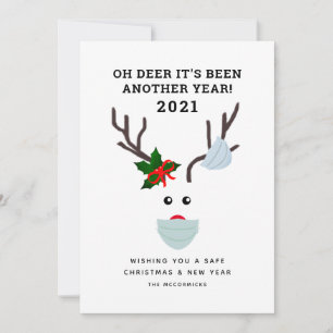 Oh Herten Nog een Jaar 2021 Grappig Gezichtsmasker Feestdagenkaart