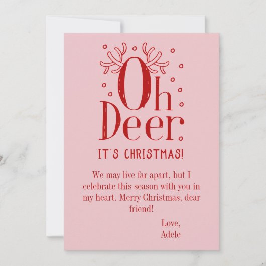 Oh herten plat kerstvakantie kaart (Voorkant)