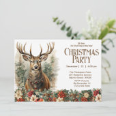 Oh herten rustieke kerstvakantie feestje kaart (Staand voorkant)