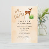 Oh Herten Thema Verjaardagsfeestje Uitnodiging (Staand voorkant)