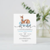 Oh Herten Waterverf Blue Cloud Baby shower Invite Briefkaart (Staand voorkant)