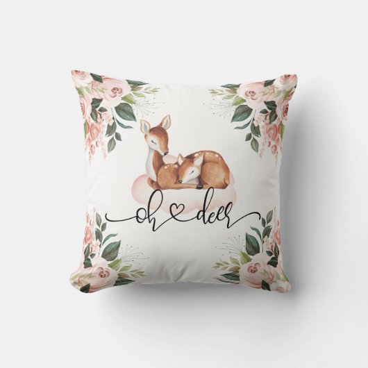 Oh herten Waterverf roze bloemen Kussen (Voorkant)